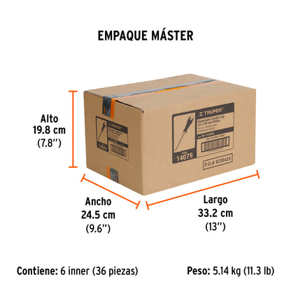 Desarmador de Cruz 1/4" X 6" Mango Comfort Grip, Truper