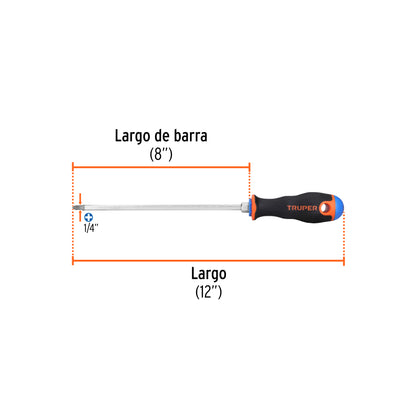 Desarmador de Cruz 1/4" X 8" Mango Comfort Grip, Truper
