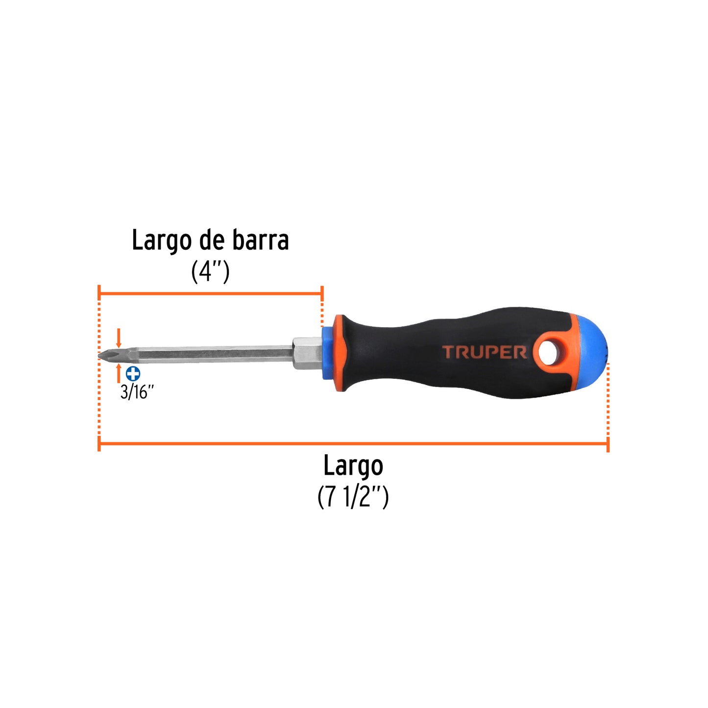 Desarmador de Cruz 3/16" X 3" Mango Comfort Grip, Truper