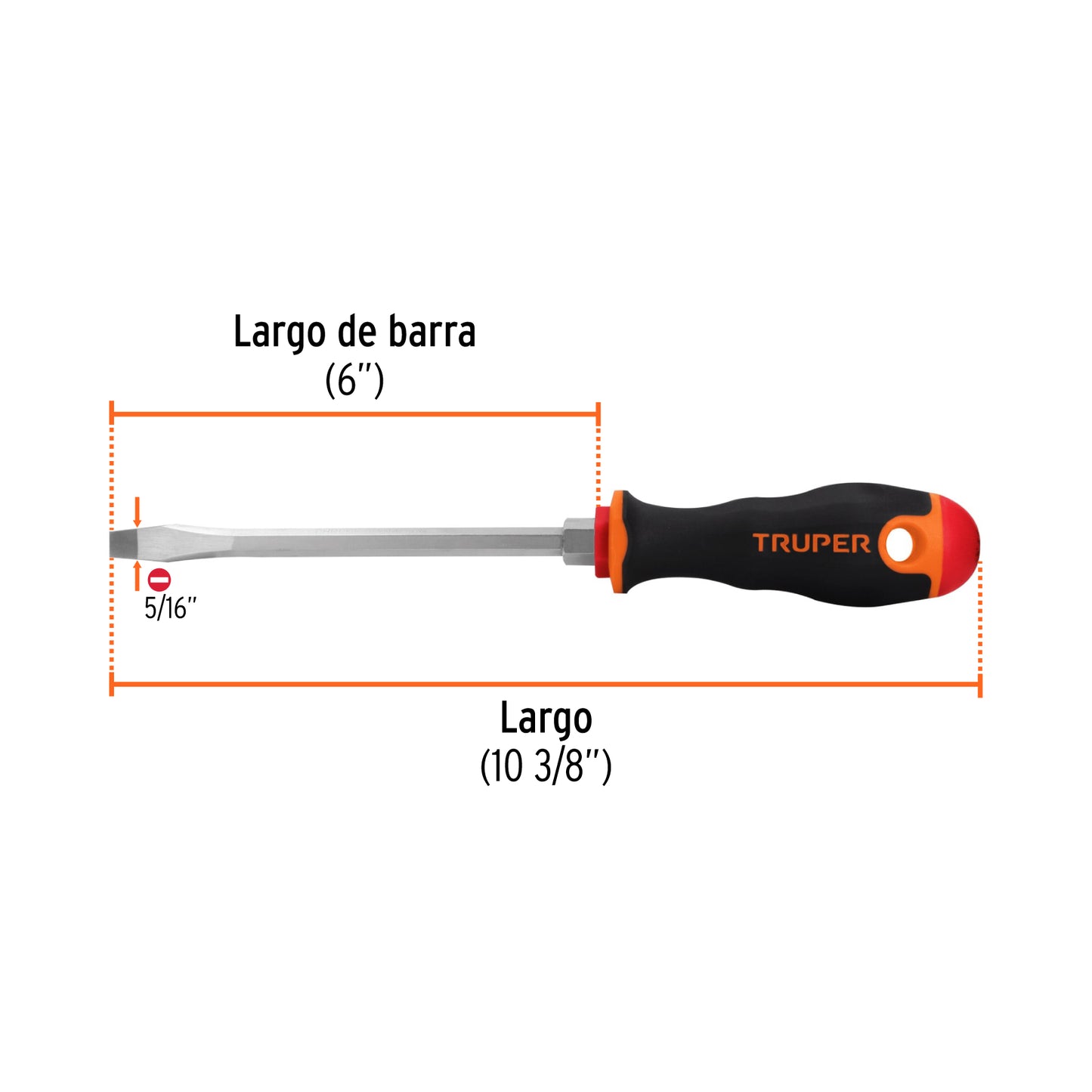 Desarmador Plano 5/16" X 6" Mango Comfort Grip, Truper