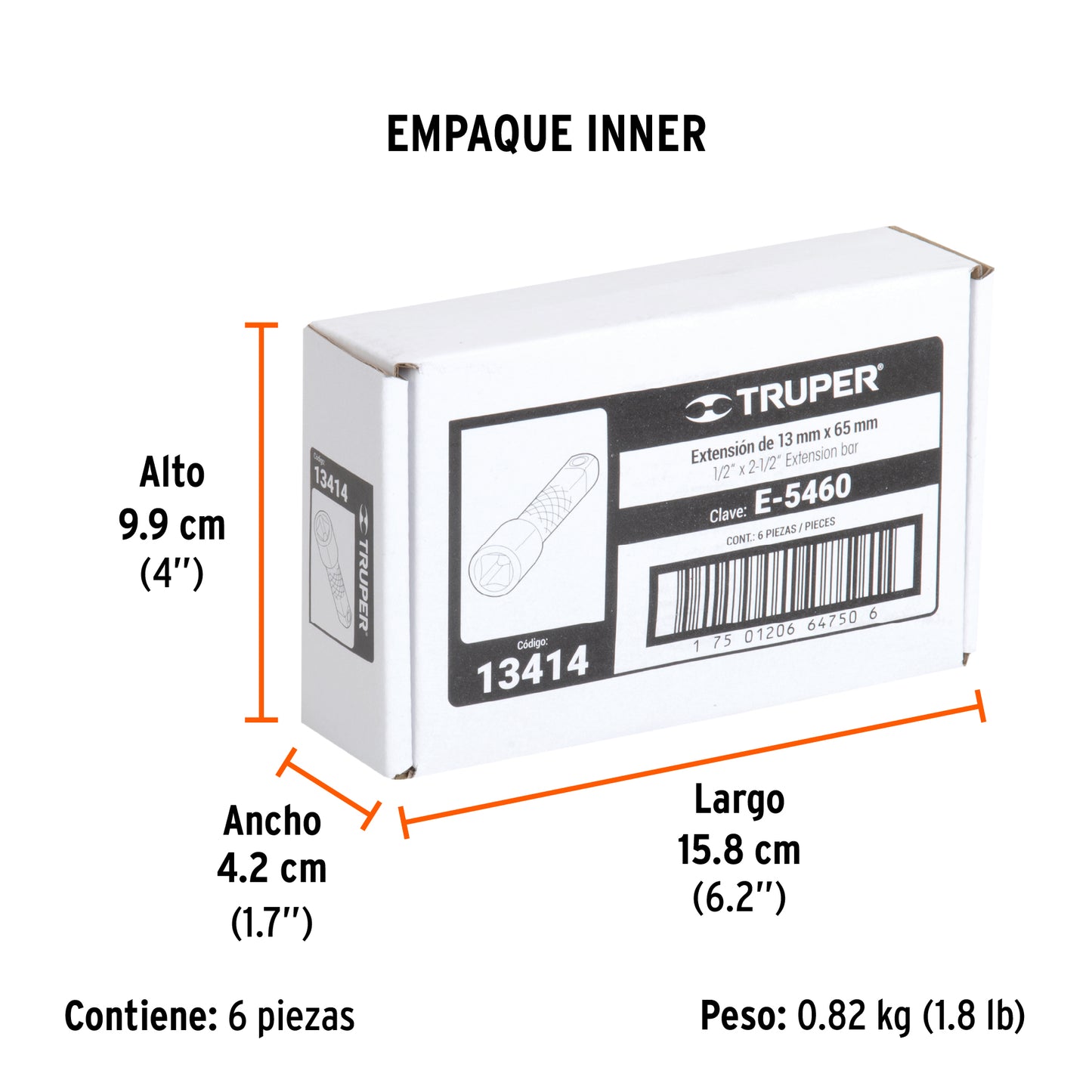 Extensión para Matraca, Cuadro 1/2", Largo 2-1/2", Truper