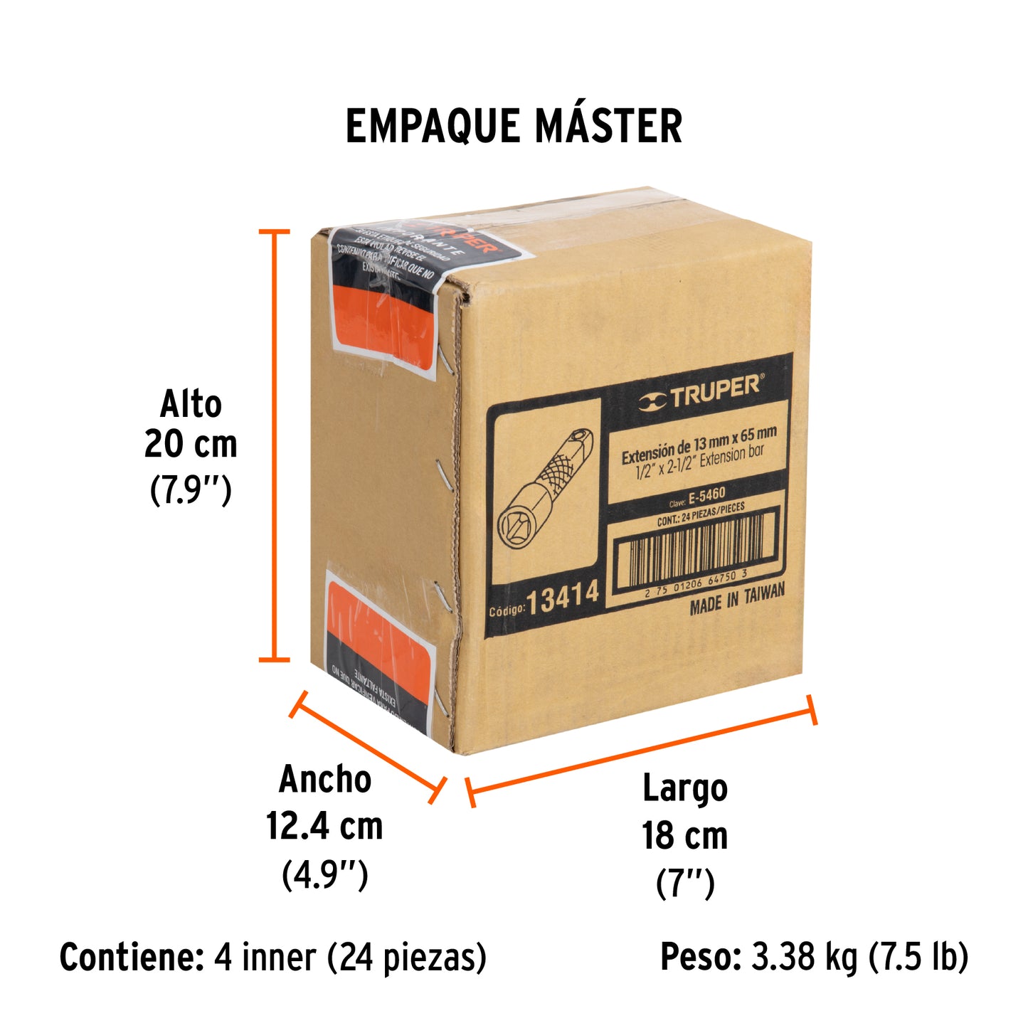 Extensión para Matraca, Cuadro 1/2", Largo 2-1/2", Truper