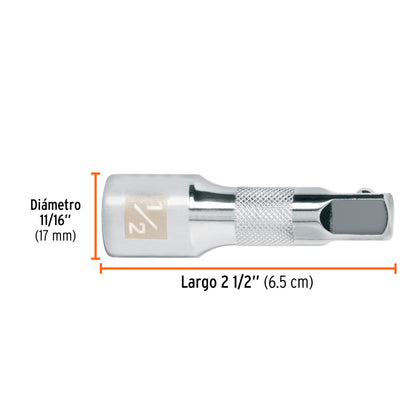 Extensión para Matraca, Cuadro 1/2", Largo 2-1/2", Truper