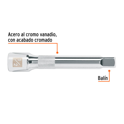 Extensión para Matraca, Cuadro 1/2", Largo 5", Truper