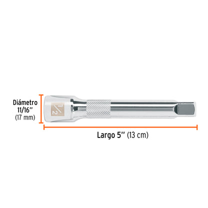 Extensión para Matraca, Cuadro 1/2", Largo 5", Truper