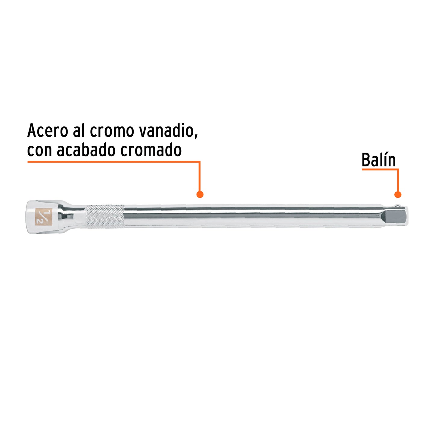 Extensión para Matraca, Cuadro 1/2", Largo 10", Truper
