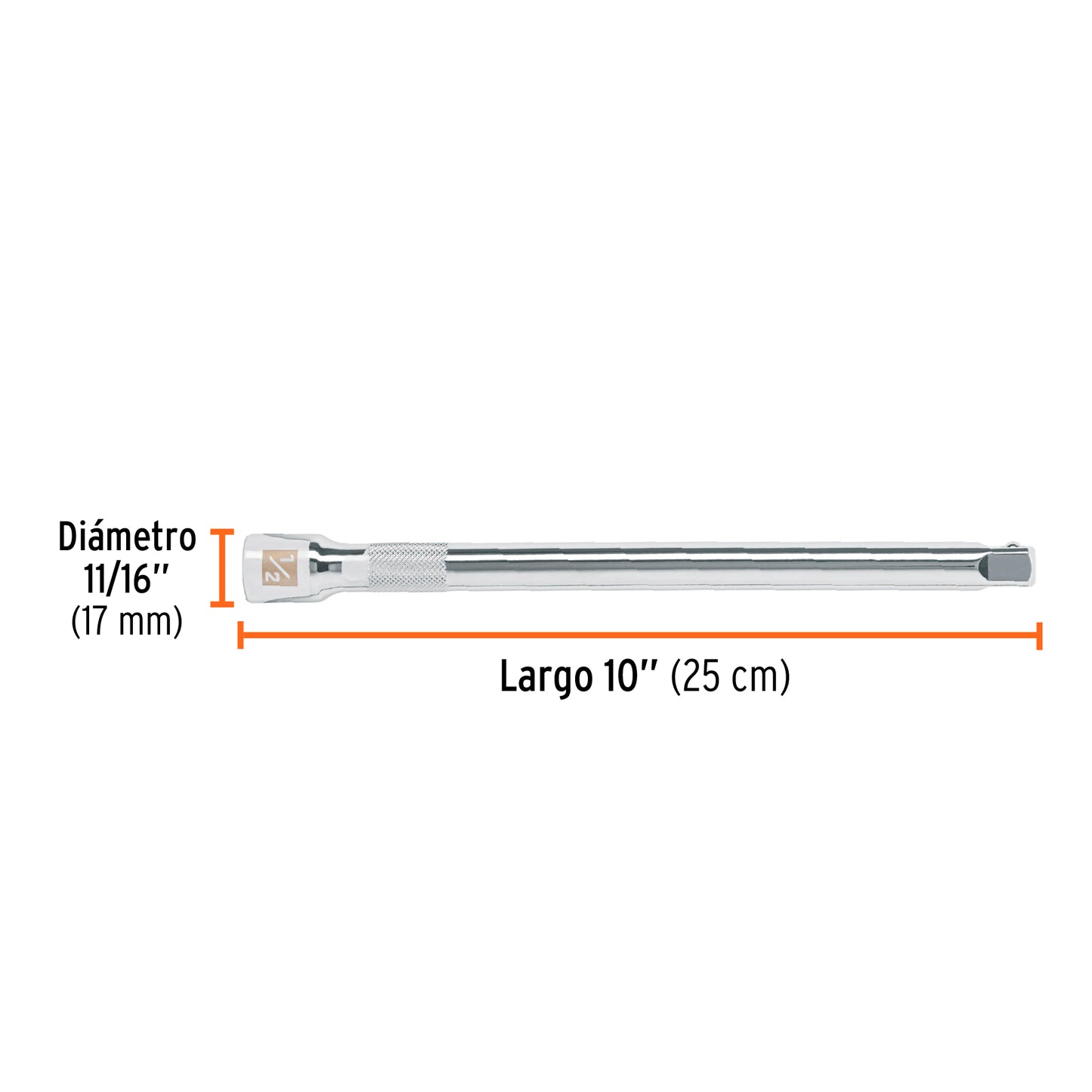 Extensión para Matraca, Cuadro 1/2", Largo 10", Truper