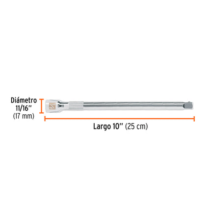 Extensión para Matraca, Cuadro 1/2", Largo 10", Truper