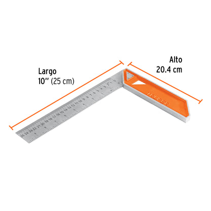 Escuadra 10" para Carpintero con Mango 100% de Aluminio