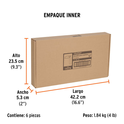 Escuadra 12" para Carpintero con Mango 100% de Aluminio