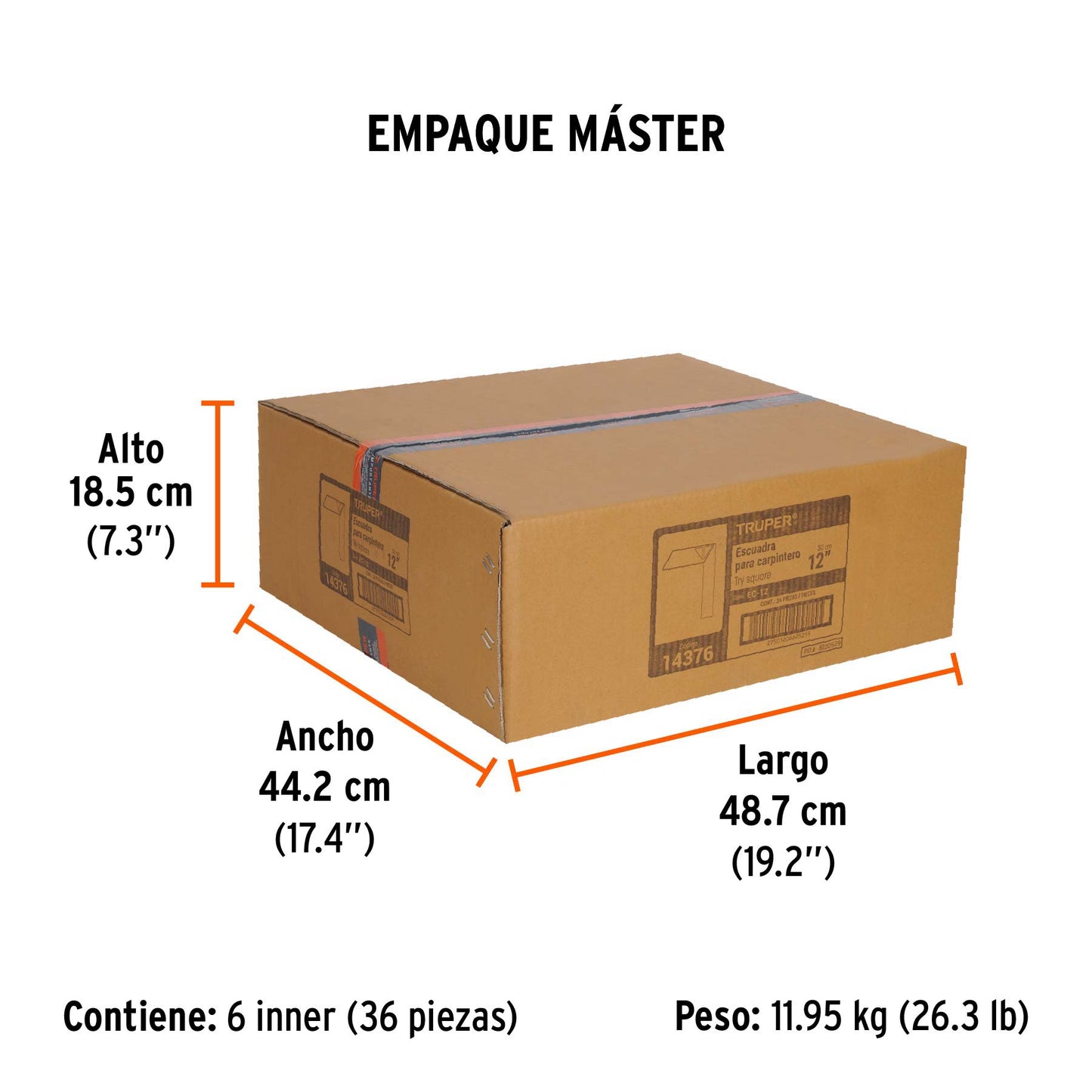 Escuadra 12" para Carpintero con Mango 100% de Aluminio