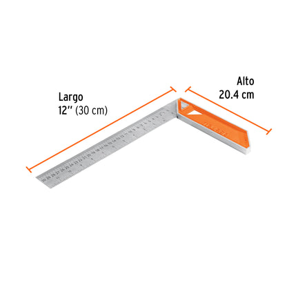Escuadra 12" para Carpintero con Mango 100% de Aluminio