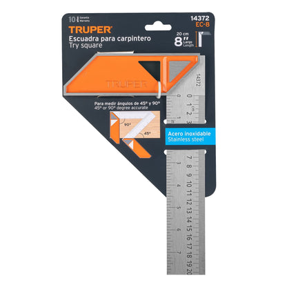 Escuadra 8" para Carpintero con Mango 100% de Aluminio