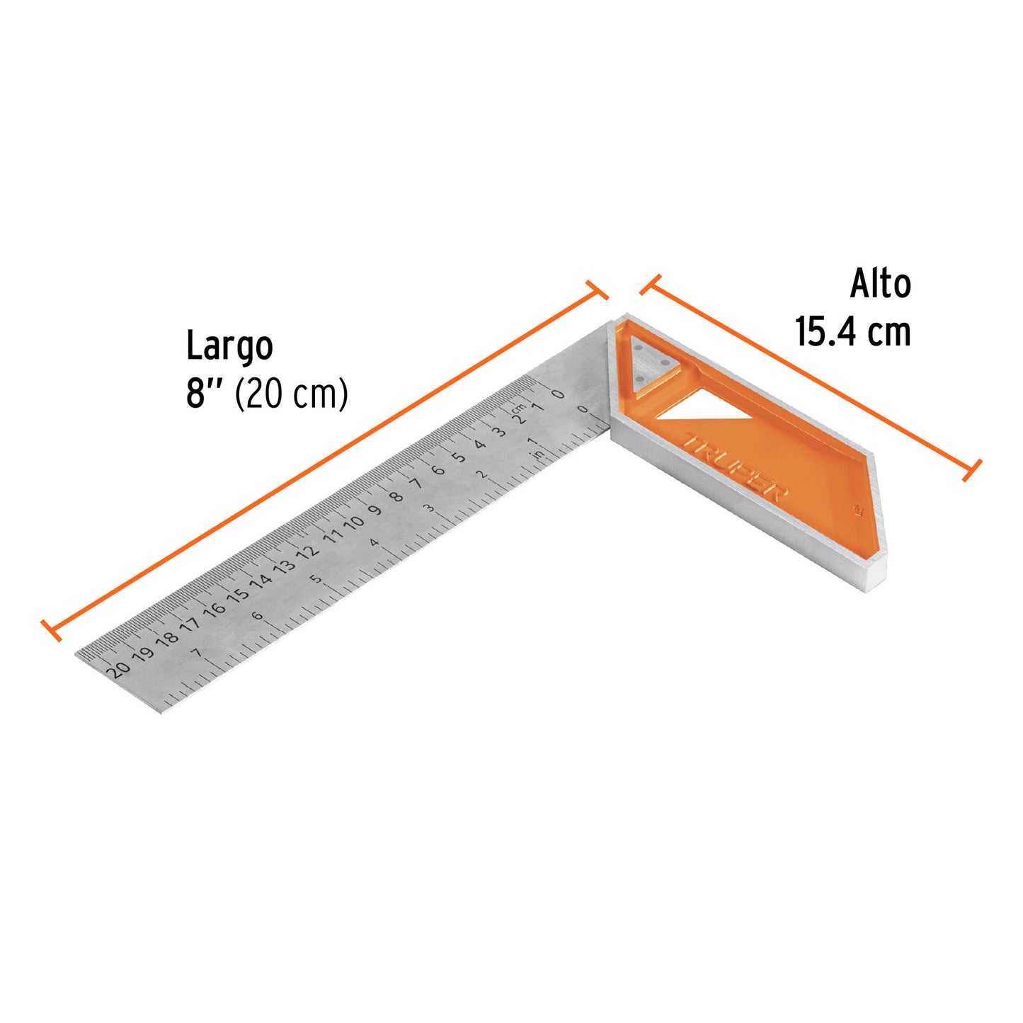 Escuadra 8" para Carpintero con Mango 100% de Aluminio