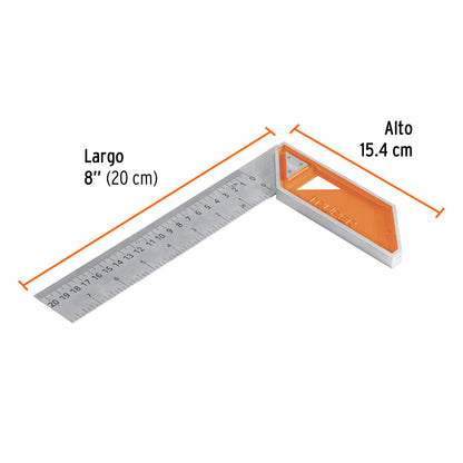 Escuadra 8" para Carpintero con Mango 100% de Aluminio