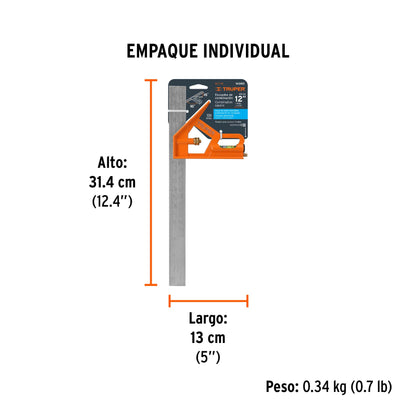 Escuadra 12" de Combinación con Punzón para Marcar, Truper