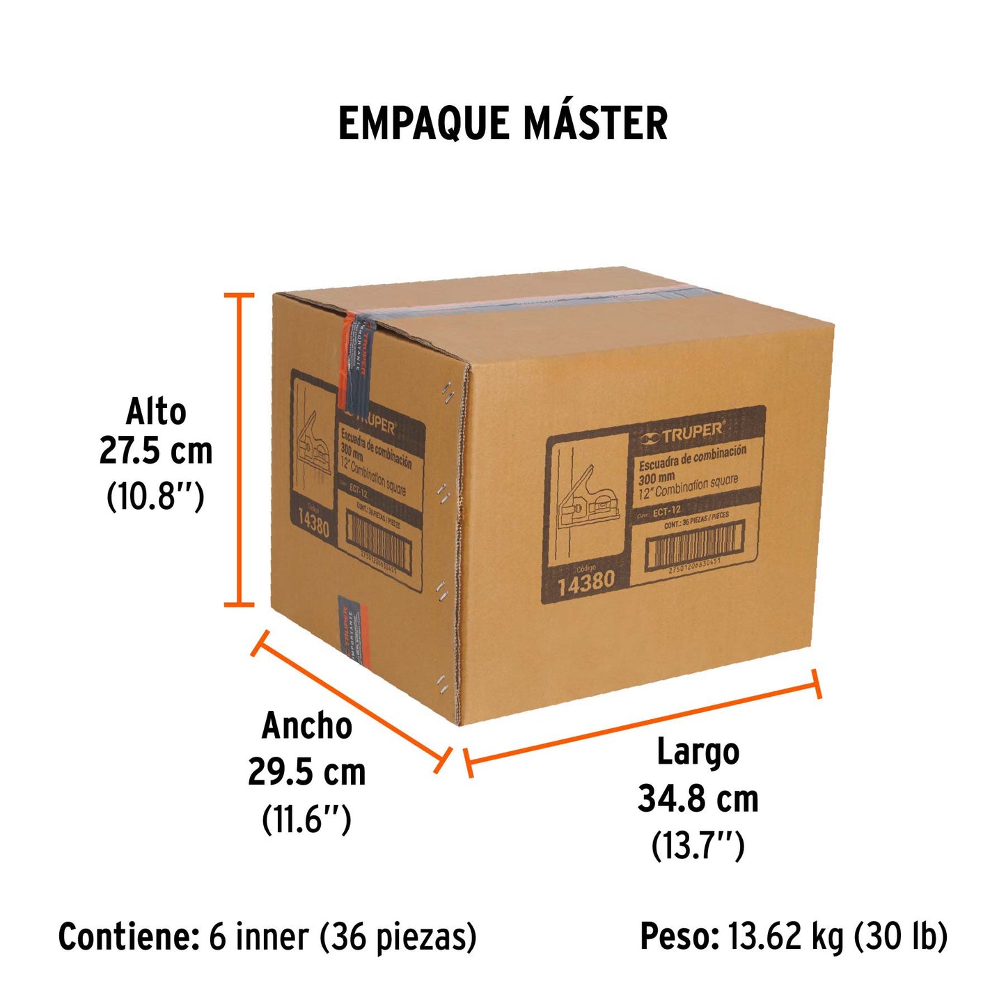 Escuadra 12" de Combinación con Punzón para Marcar, Truper