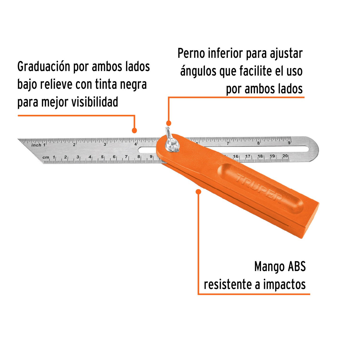 Escuadra Falsa D/acero Inoxidable 19cm / 6" con Mango de Abs