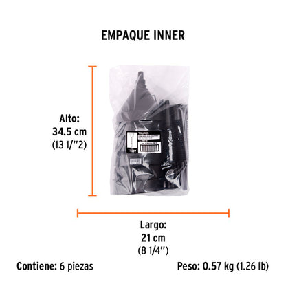 Embudo Plástico 500 Ml, Cuello Flexible con Filtro, Truper