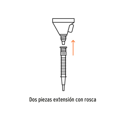Embudo Plástico 500 Ml, Cuello Flexible con Filtro, Truper