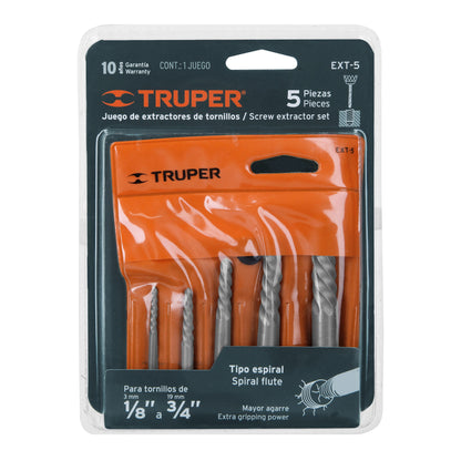 Juego con 5 Extractores de Tornillos, Truper