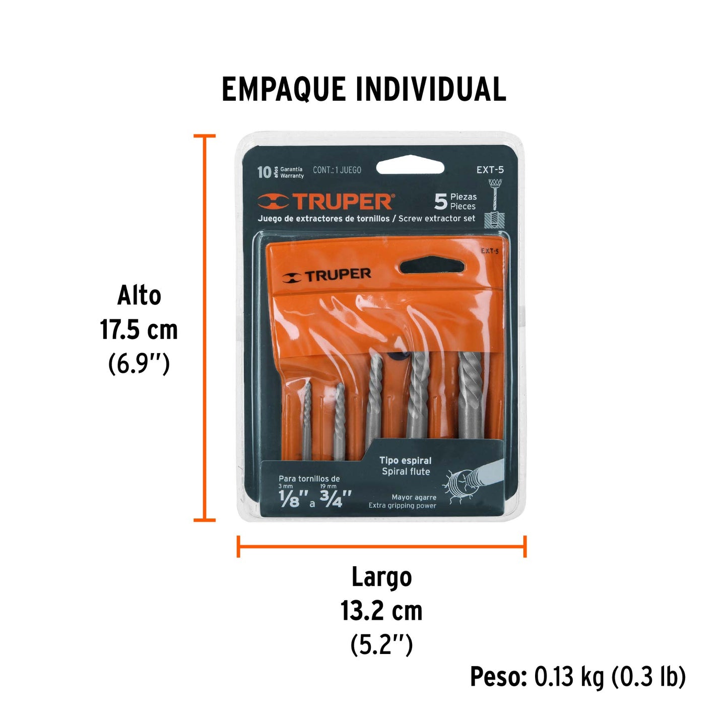 Juego con 5 Extractores de Tornillos, Truper