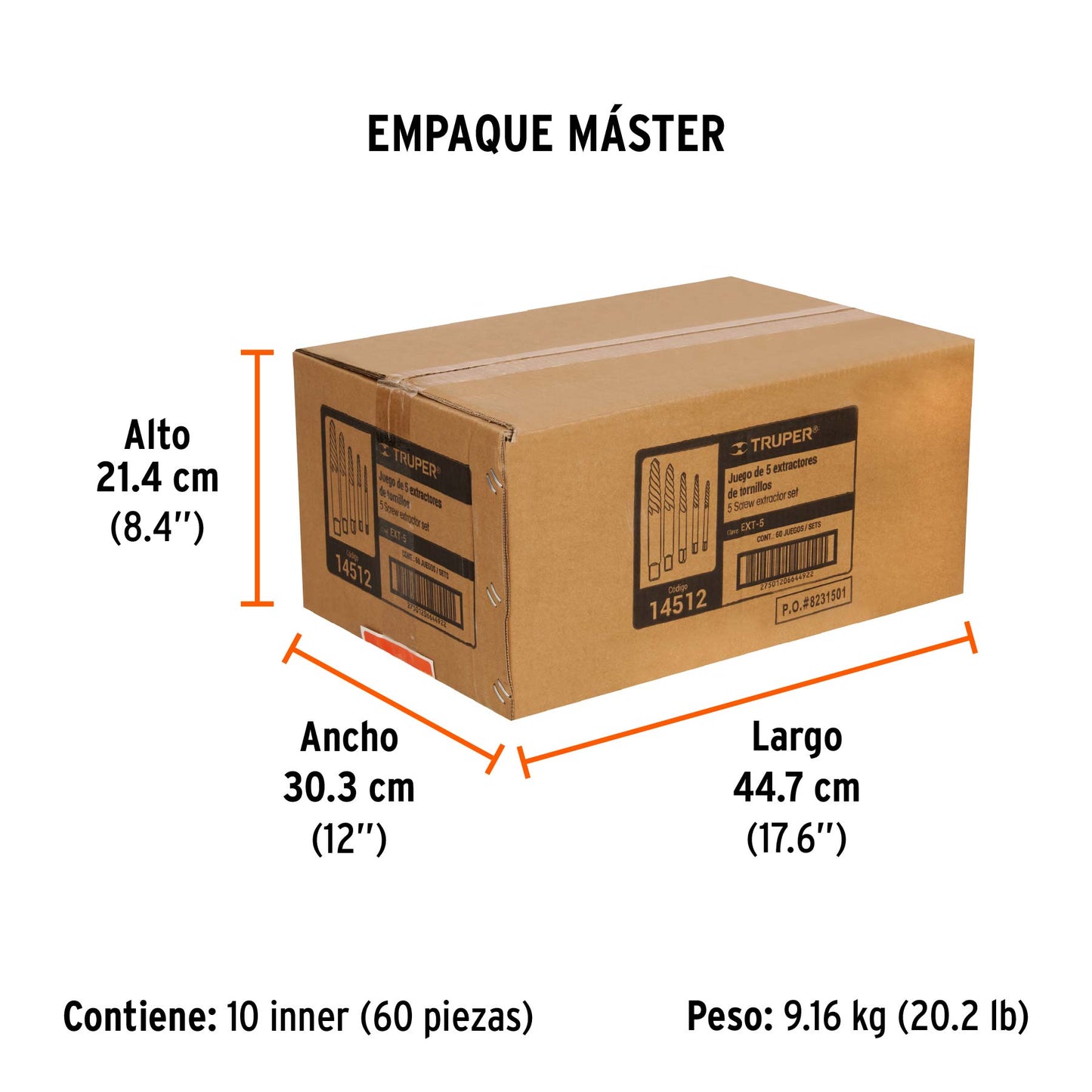 Juego con 5 Extractores de Tornillos, Truper