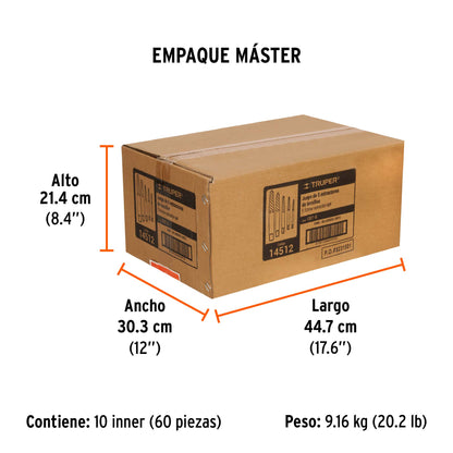 Juego con 5 Extractores de Tornillos, Truper