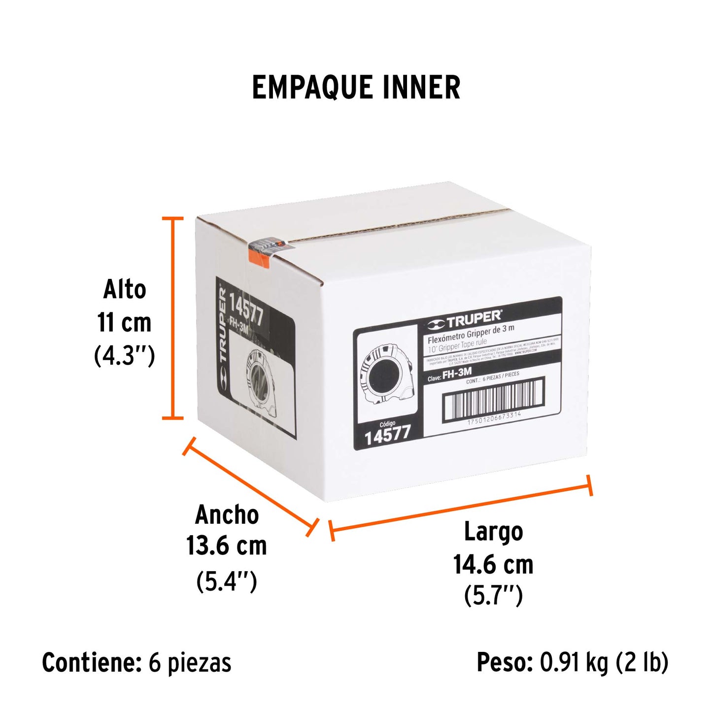 Flexómetro Gripper Contra Impactos 3 M Cinta 13 Mm, Truper