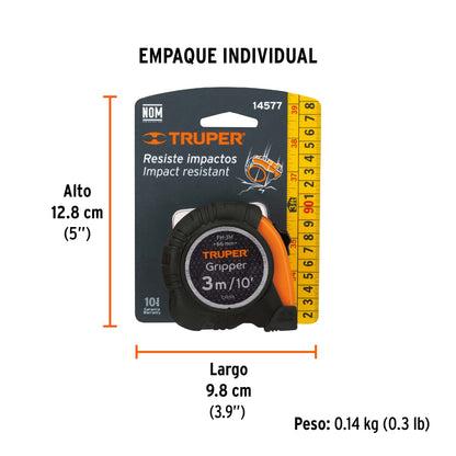 Flexómetro Gripper Contra Impactos 3 M Cinta 13 Mm, Truper
