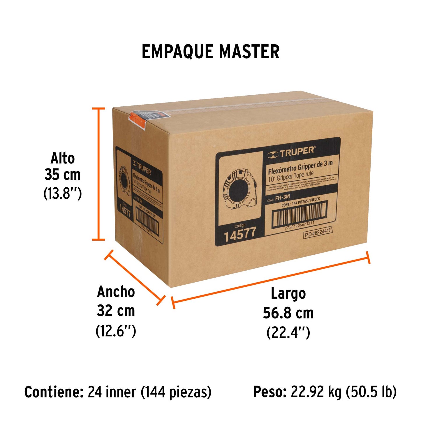 Flexómetro Gripper Contra Impactos 3 M Cinta 13 Mm, Truper