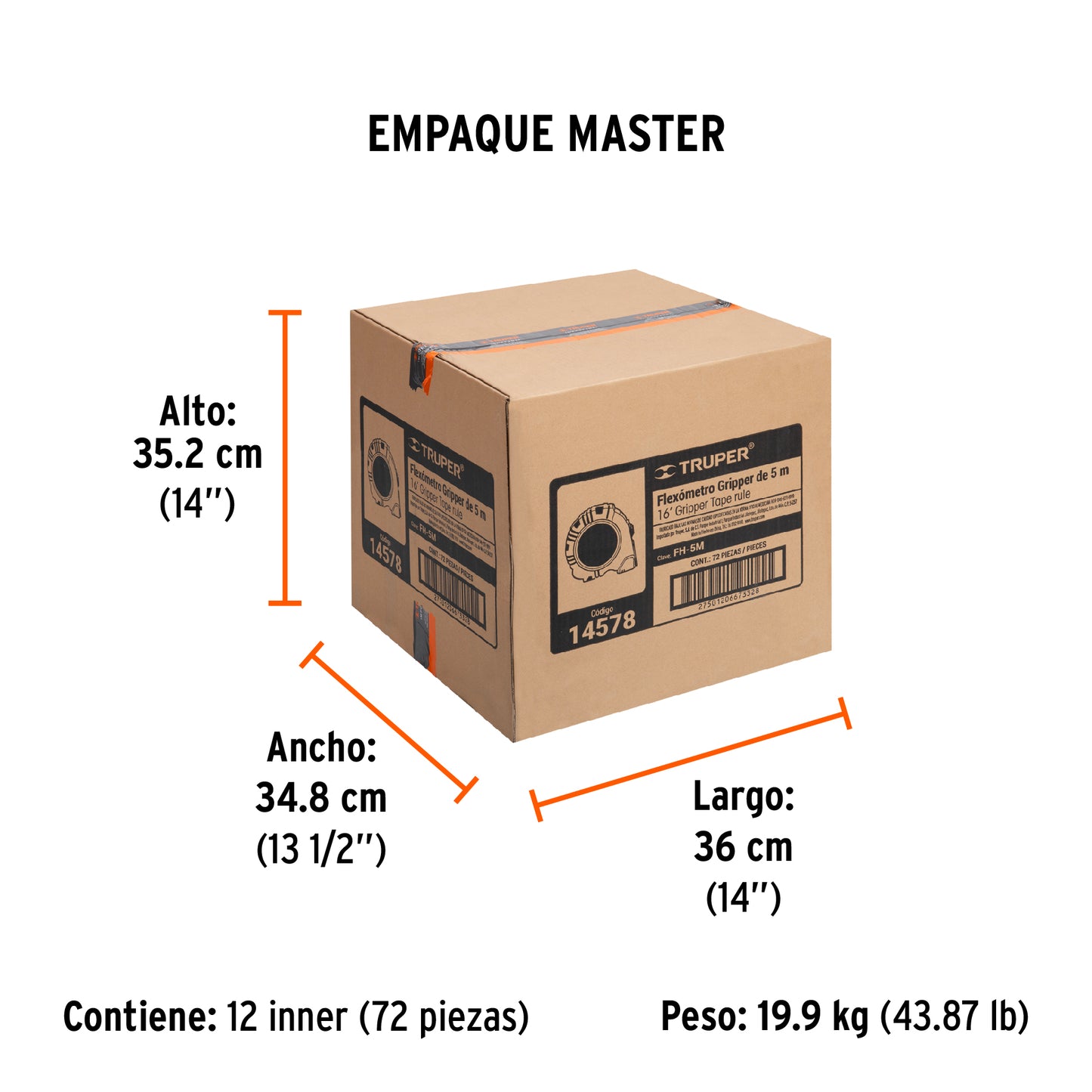 Flexómetro Gripper Contra Impactos 5 M Cinta 19 Mm, Truper