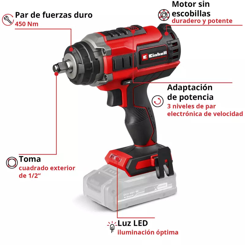 Einhell Llave de impacto inalámbrico IMPAXXO 18/450