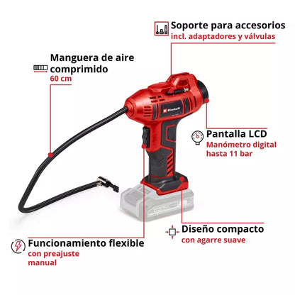 Einhell Compresor de aire inálambrico para automóvil CE-CC 18 Li-Solo