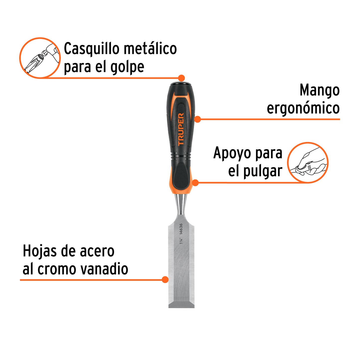 Formón 1-1/4" Mango Comfort Grip, Truper