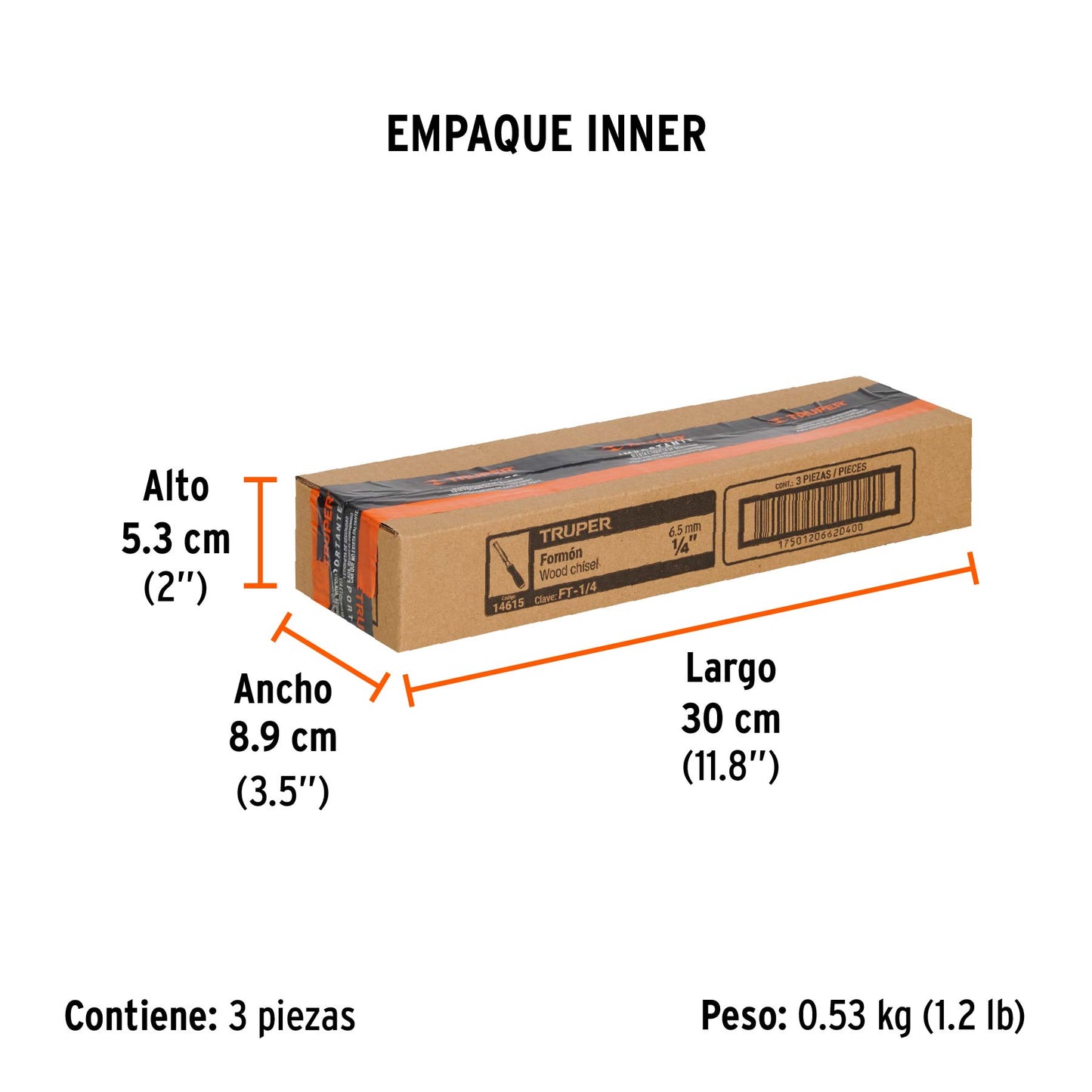 Formón 1/4" Mango Comfort Grip, Truper