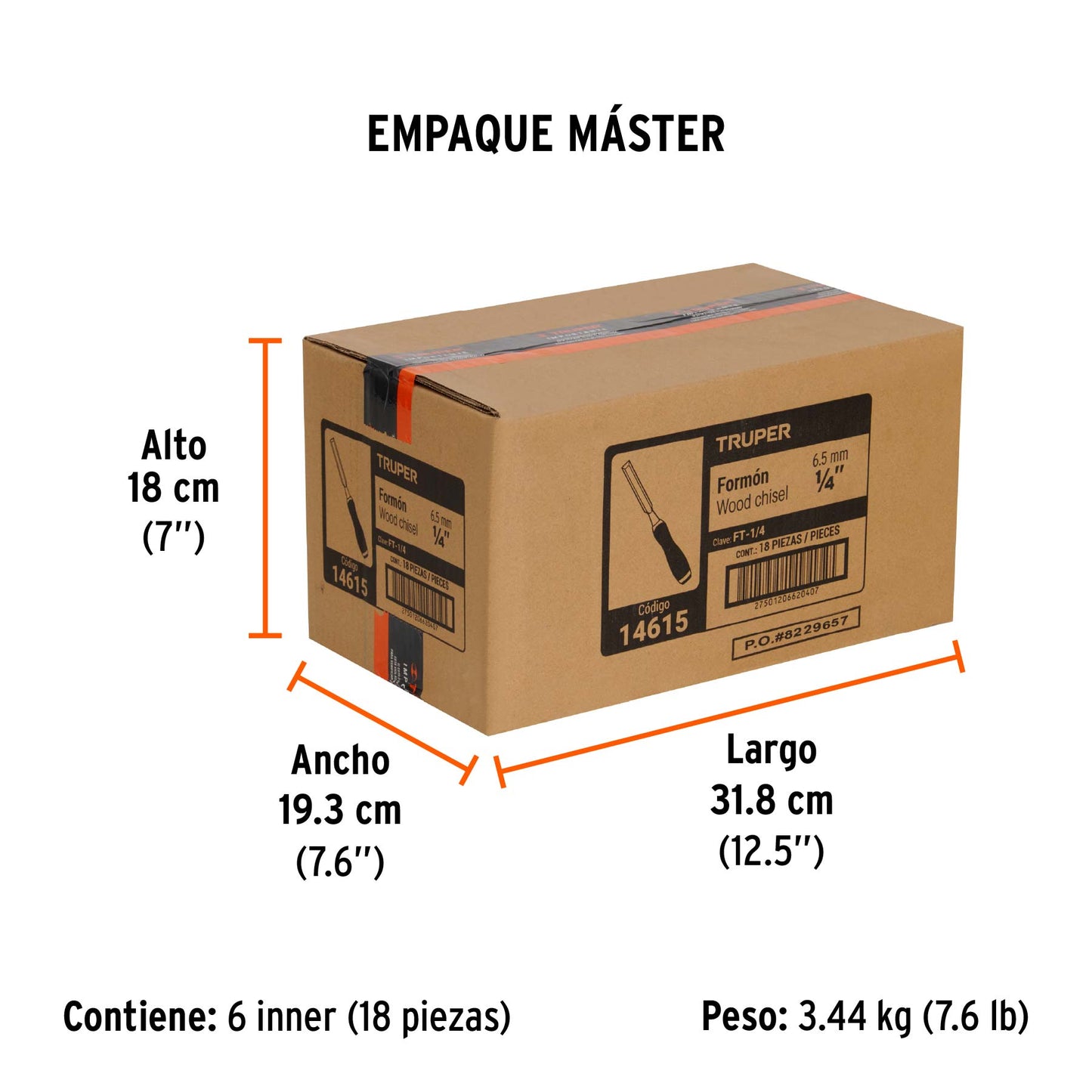 Formón 1/4" Mango Comfort Grip, Truper