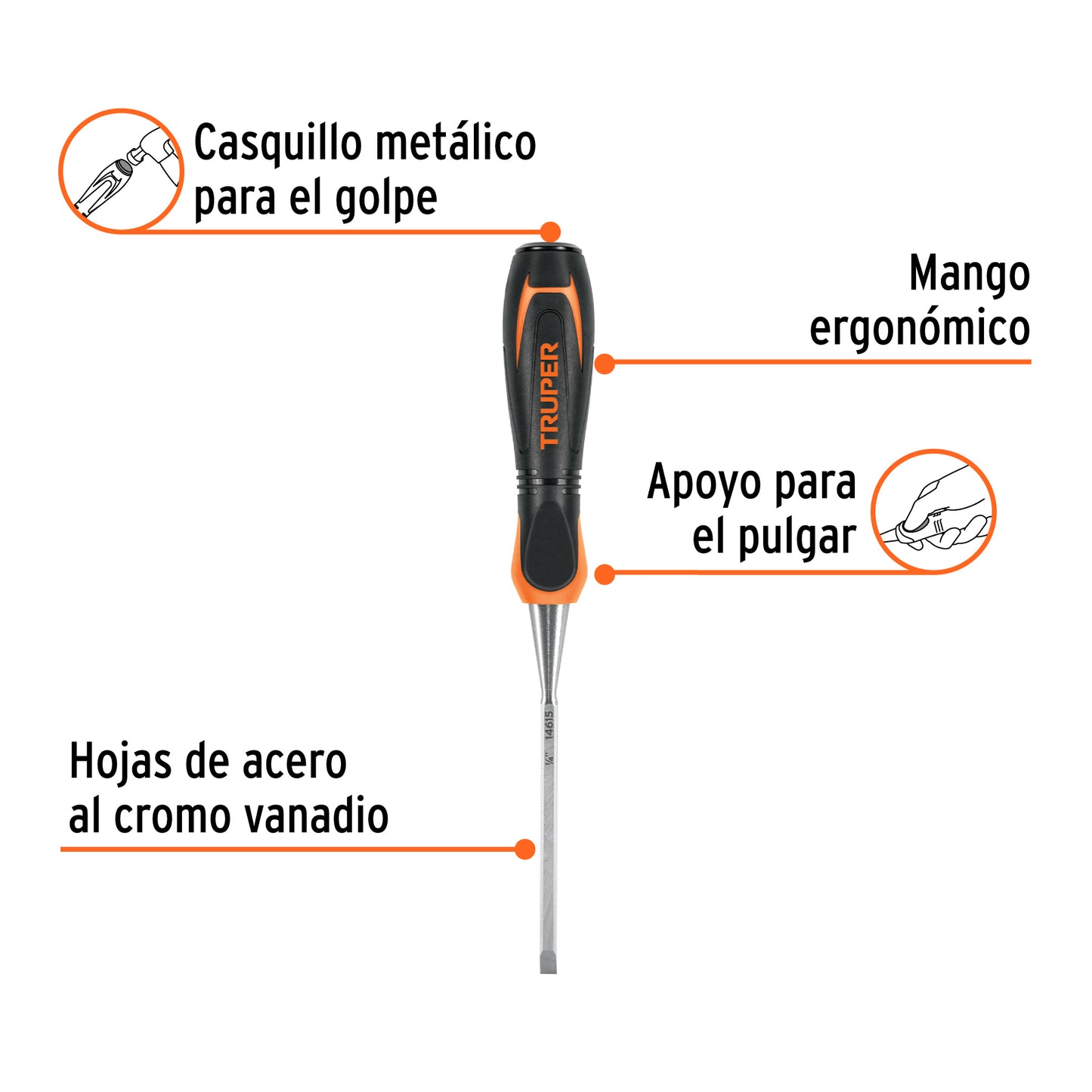 Formón 1/4" Mango Comfort Grip, Truper