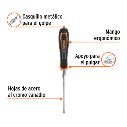 Formón 1/4" Mango Comfort Grip, Truper