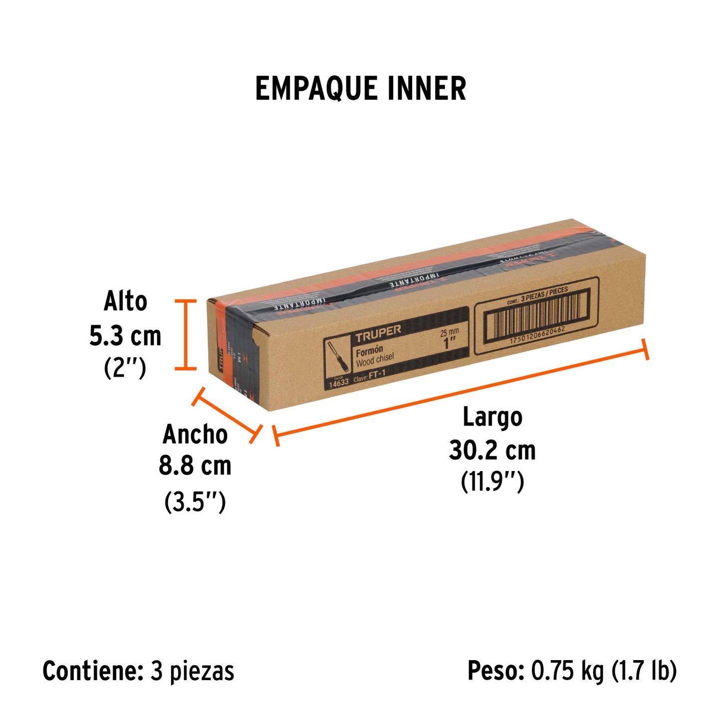 Formón 1" Mango Comfort Grip, Truper