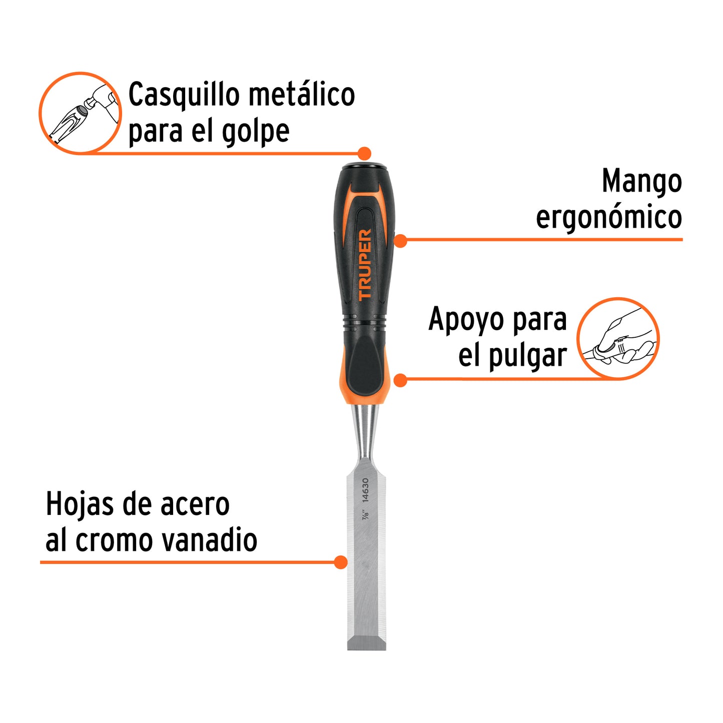 Formón 7/8" Mango Comfort Grip, Truper