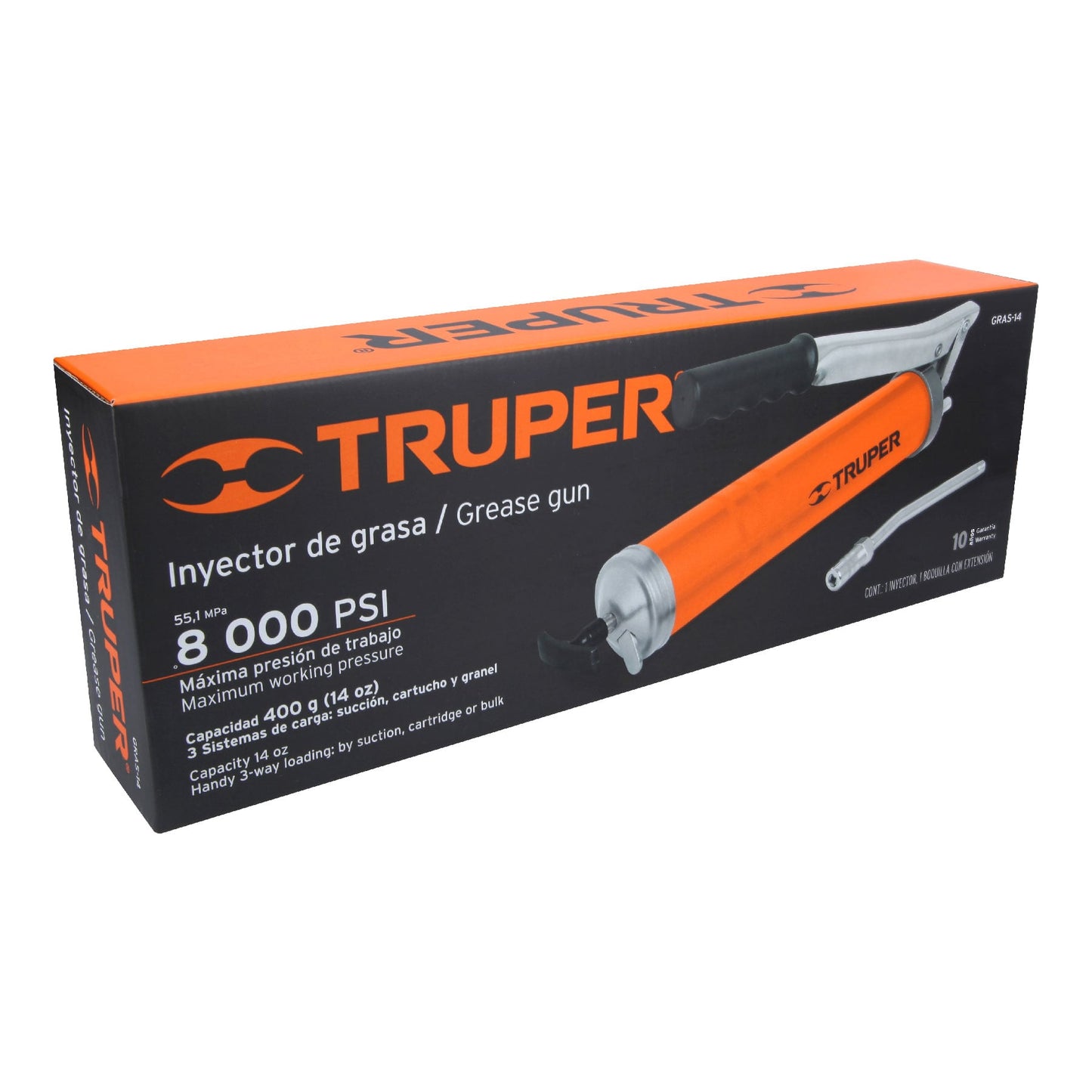 Inyectora de Grasa 14 Oz, 8000 Psi con Grip Antiderrapante