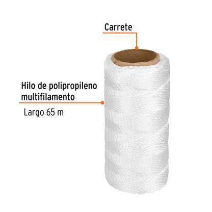 Carrete con 65 M de Hilo para Albañil Blanco, Truper