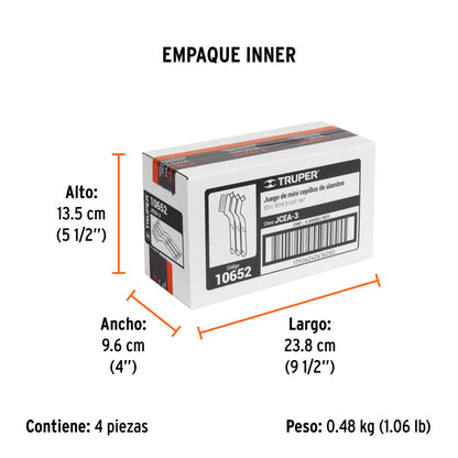 Juego de 3 Minicepillos de Alambre 28 Pinceles, Truper