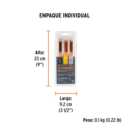 Juego de 3 Minicepillos de Alambre 28 Pinceles, Truper