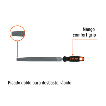Lima Plana Muza 10" con Mango Comfort Grip, Truper