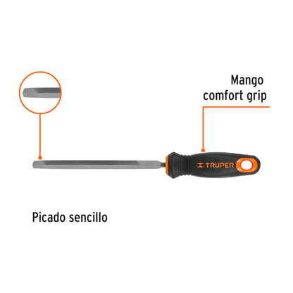 Lima Triángulo Pesado 6" 34 Dpp, Mango Comfort Grip, Truper