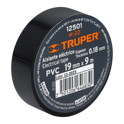 Cinta de Aislar de 9 M X 19 Mm, Negra, Truper