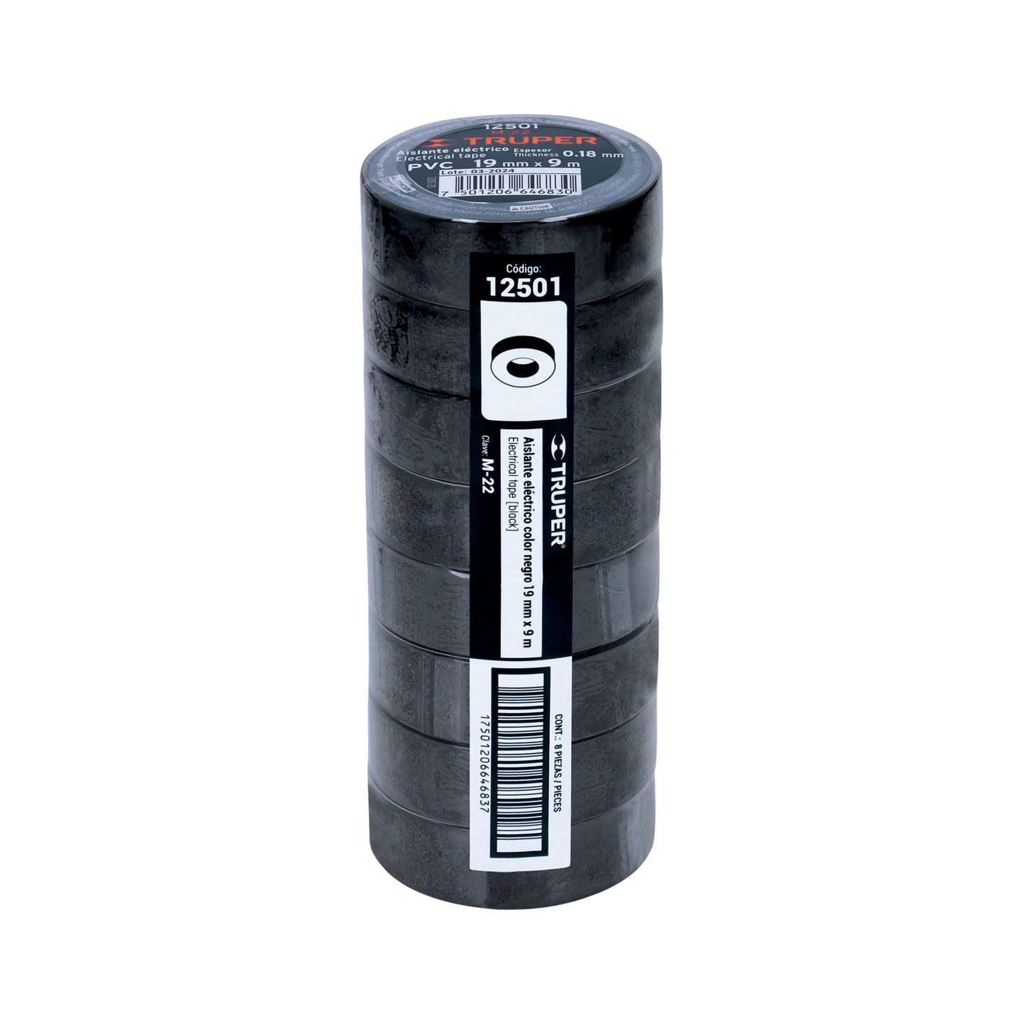 Cinta de Aislar de 9 M X 19 Mm, Negra, Truper