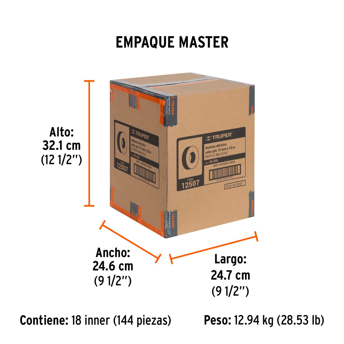 Cinta de Aislar de 18 M X 19 Mm, Gris, Truper